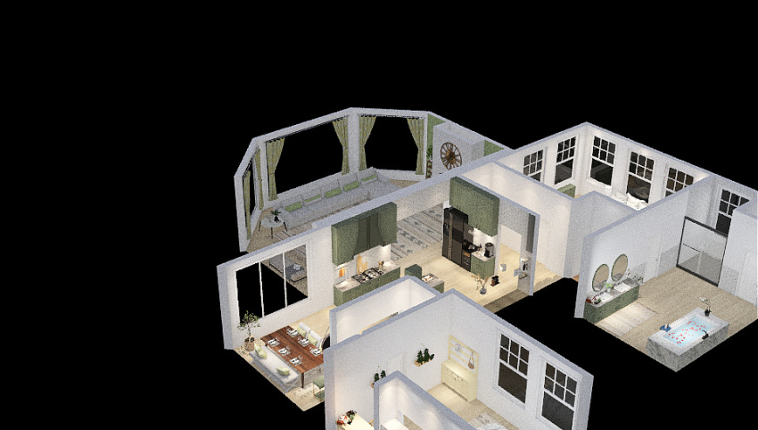 Green accent home 3d design picture 264.65