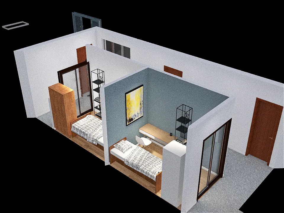 Habitaciones Durlock MAPEINN Segundo PIso 3d design renderings