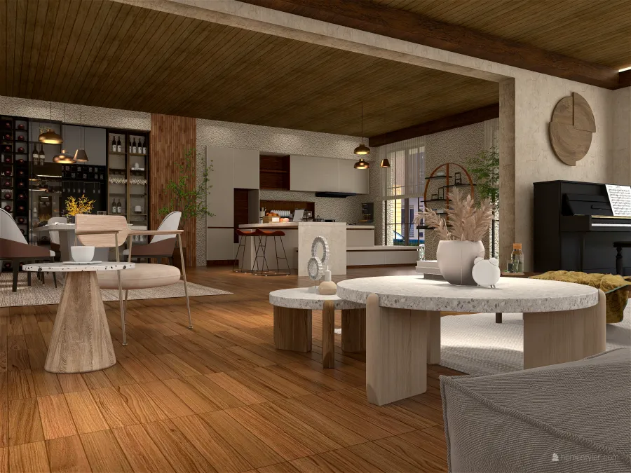 Farmhouse StyleOther WoodTones ColorScemeOther Living Room 3d design renderings