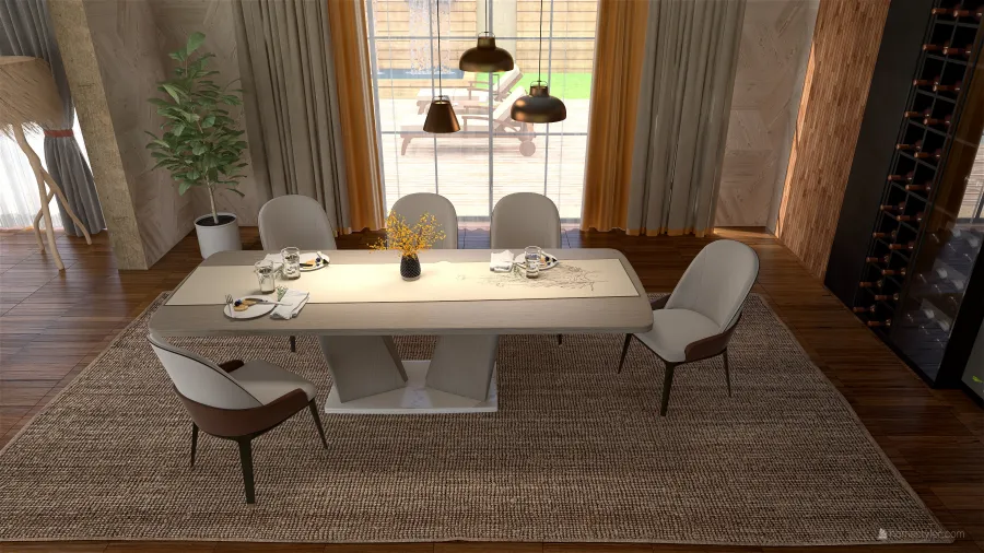 Farmhouse StyleOther WoodTones ColorScemeOther Dining Room 3d design renderings