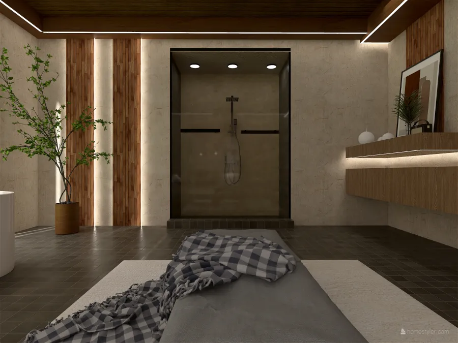 Farmhouse StyleOther WoodTones ColorScemeOther Second Bathroom 3d design renderings