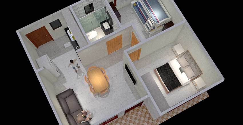 Solo pieza y baño 3d design renderings