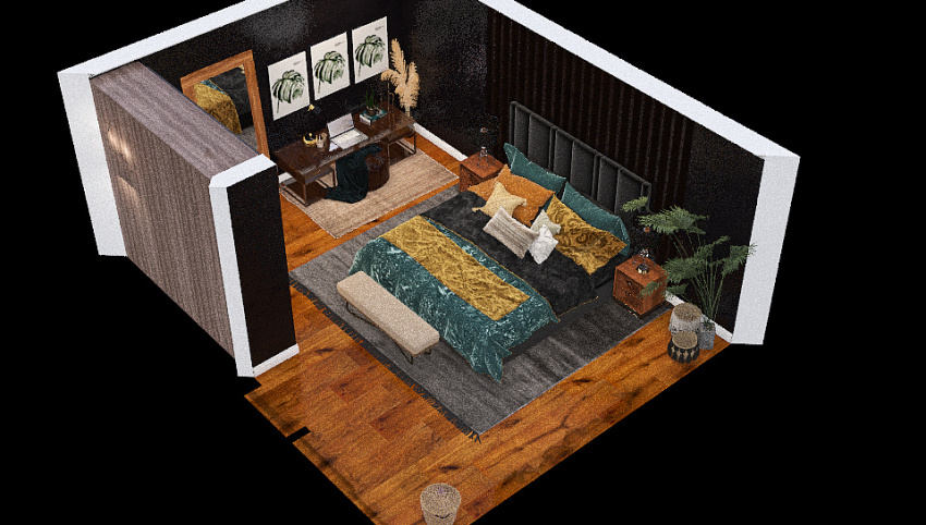 Dark Boho Chic Bedroom 3d design picture 27.68