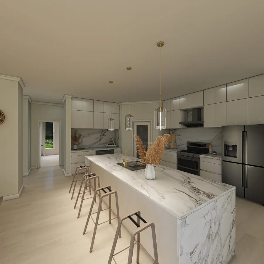 kitchen / dining/ living room 3d design renderings