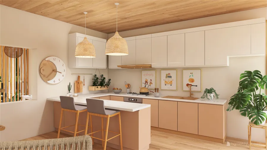 living // kitchen 3d design renderings