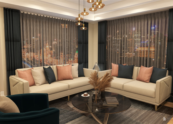 Classic living room  Design Rendering