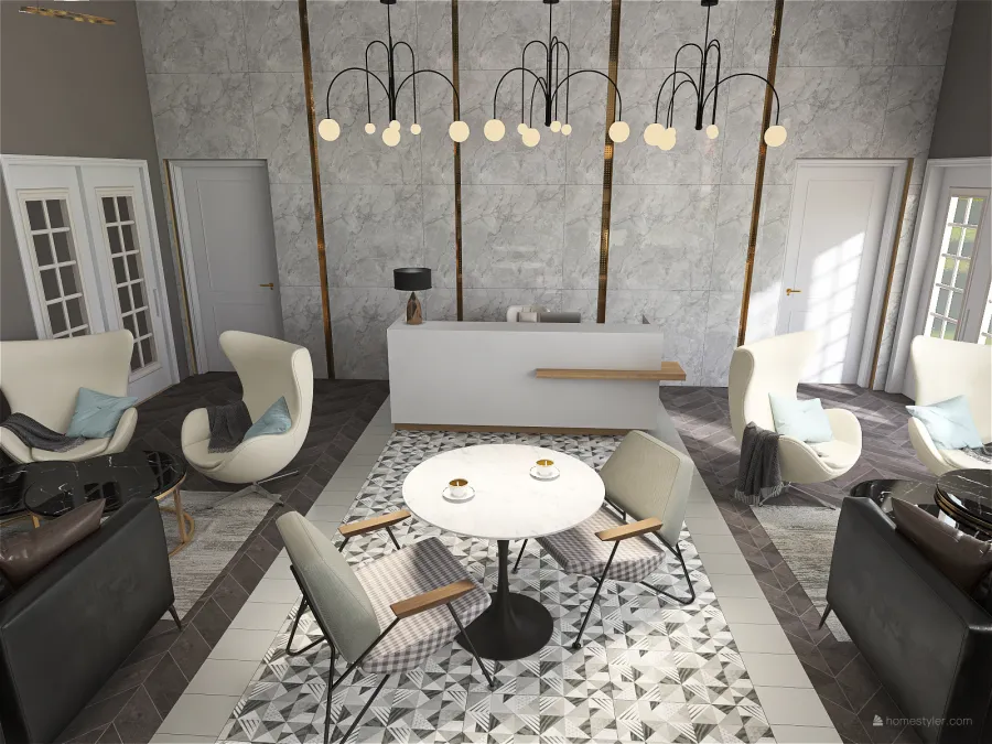 Mountain Hotel Lounge 3d design renderings