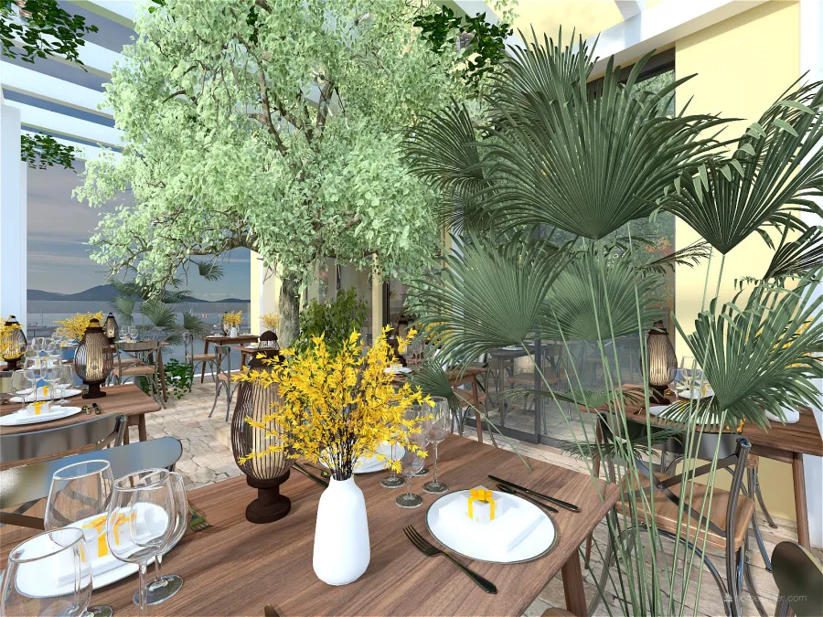 StyleOther Mediterranean Restaurant Yellow ColorScemeOther Grey 3d design renderings
