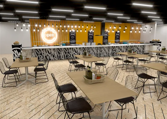 400 sqm industrial Canteen Design Rendering