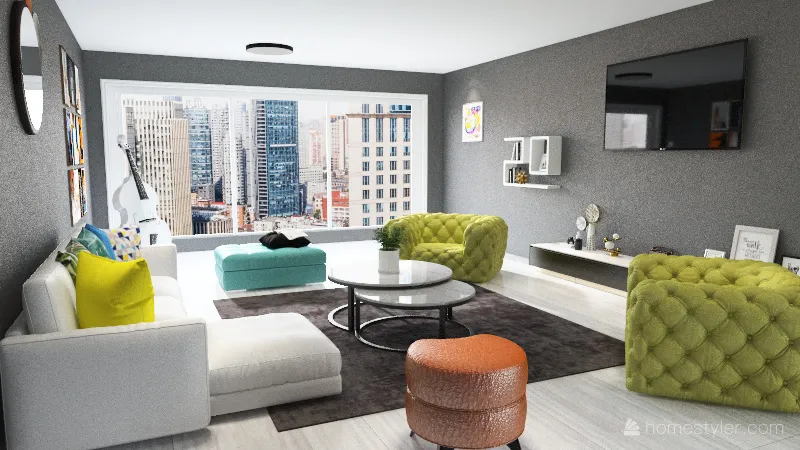 Colorful Living Room 3d design renderings