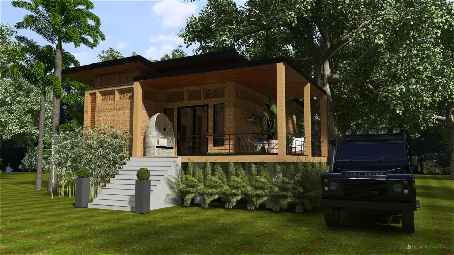 Traditional StyleOther TropicalTheme simple bahay kubo Beige ColorScemeOther WoodTones 3d design renderings