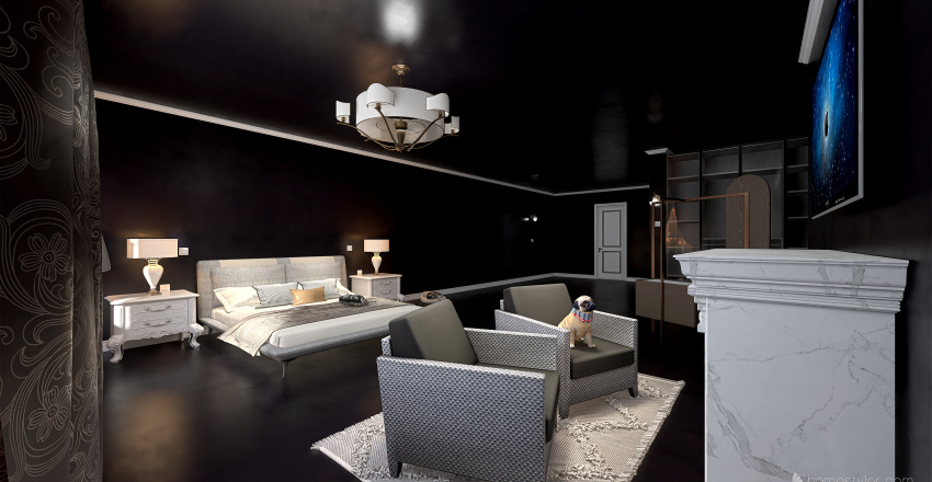 Camera da letto con bagno privato 3d design renderings