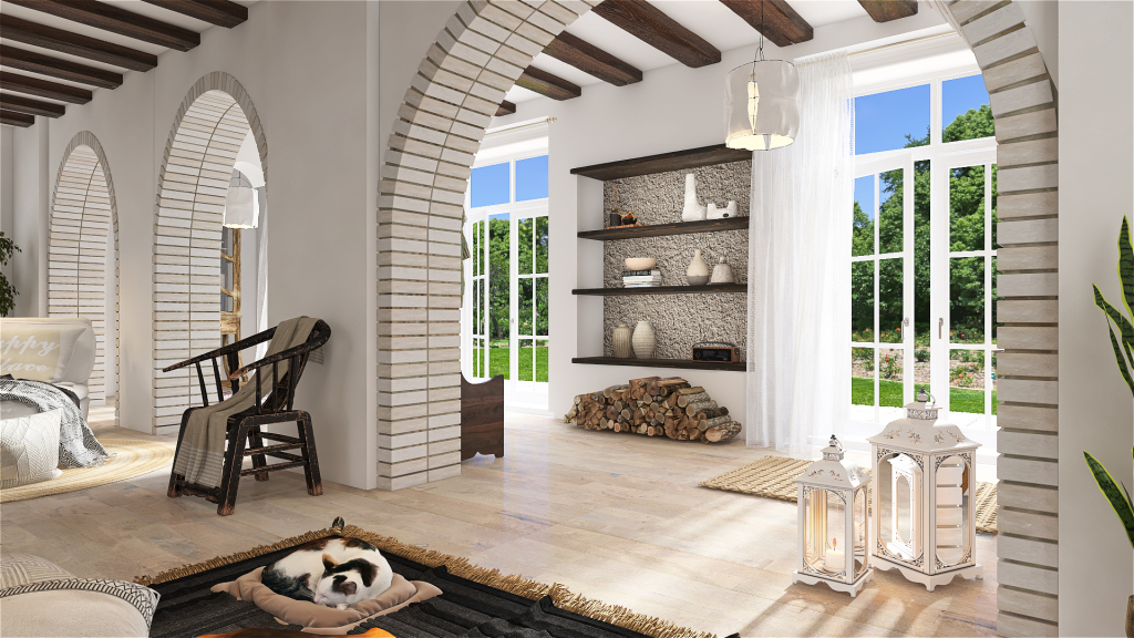 Farmhouse StyleOther Rustic Cortijo Andaluz ColorScemeOther Blue Beige 3d design renderings