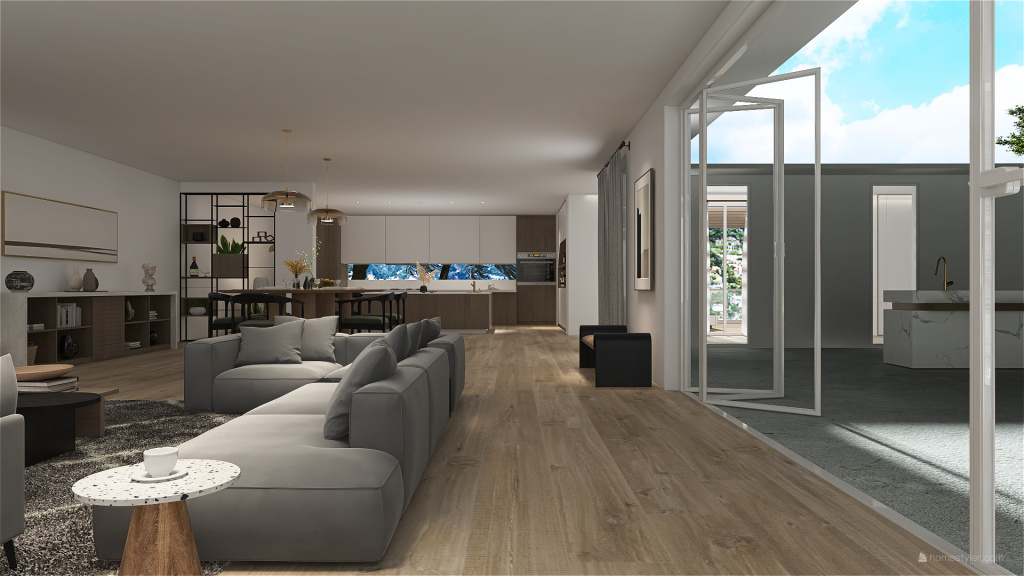 Contemporary Blue ColorScemeOther Grey Hallway 3d design renderings