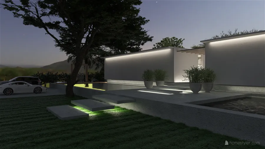 Contemporary On the Hill - resort villa Blue ColorScemeOther Grey 3d design renderings
