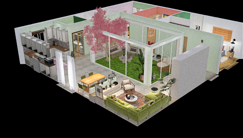 home with internal garden 3d design picture 186.99