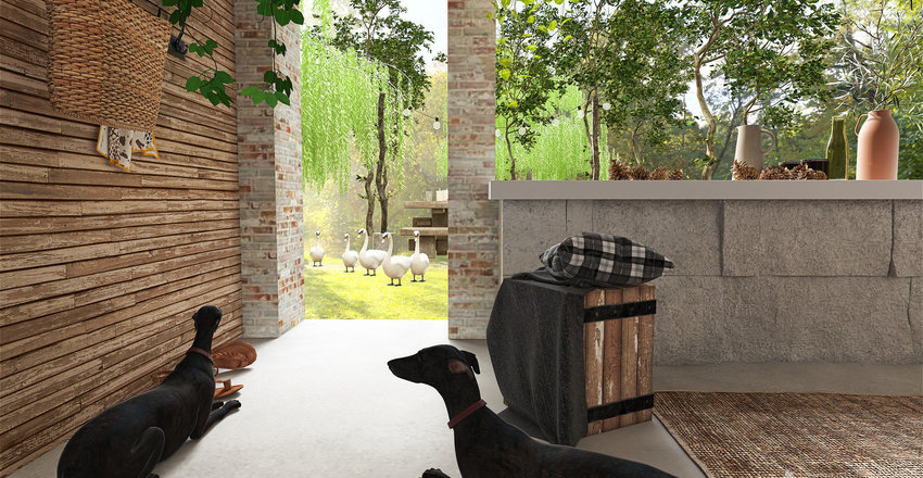 Rustic Cabin: natural wood Interior Design Render