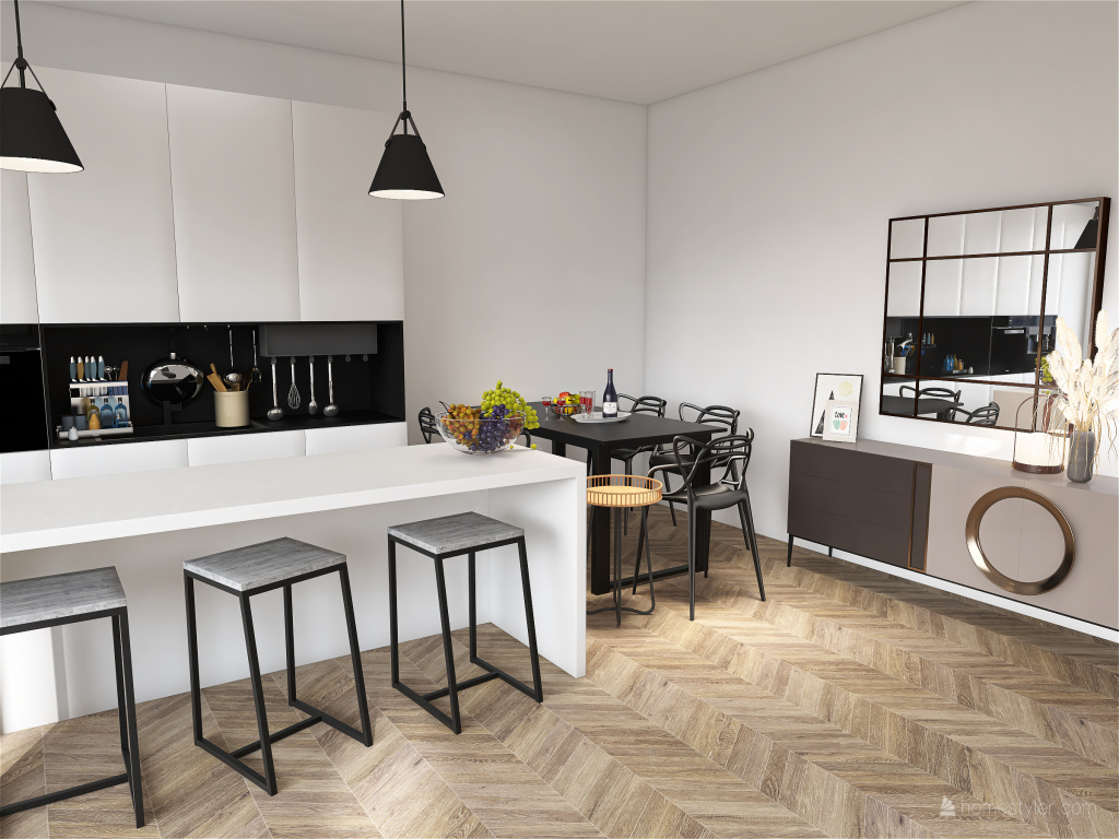 Living Room/Dining/Kitchen 3d design renderings
