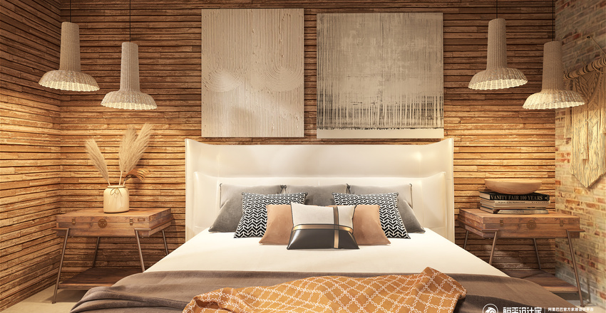Rustic Cabin: natural wood Interior Design Render