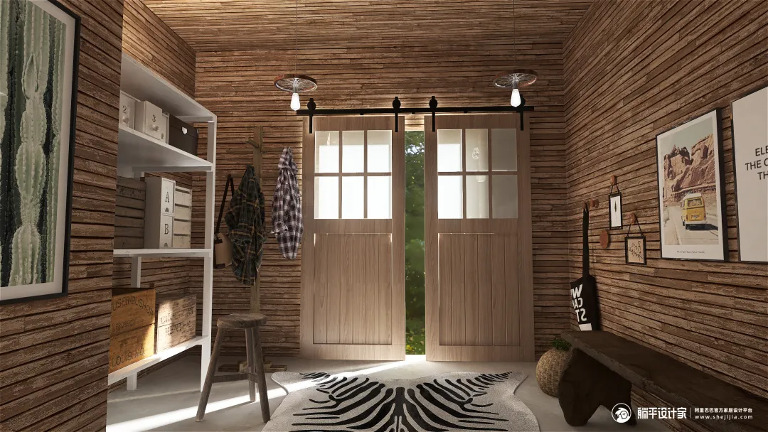 Rustic Cabin: natural wood 3d design renderings