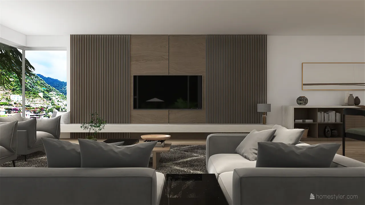 Contemporary Blue ColorScemeOther Grey LivingDiningRoom 3d design renderings