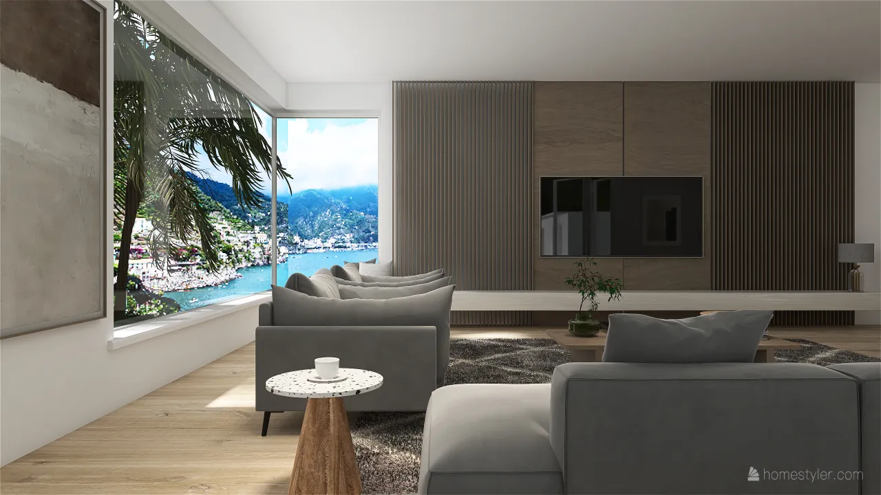 Contemporary Blue ColorScemeOther Grey LivingDiningRoom 3d design renderings