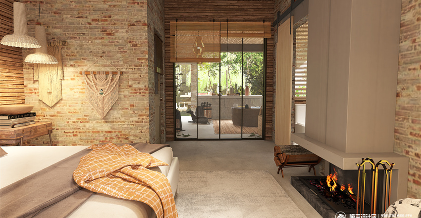 Rustic Cabin: natural wood Interior Design Render