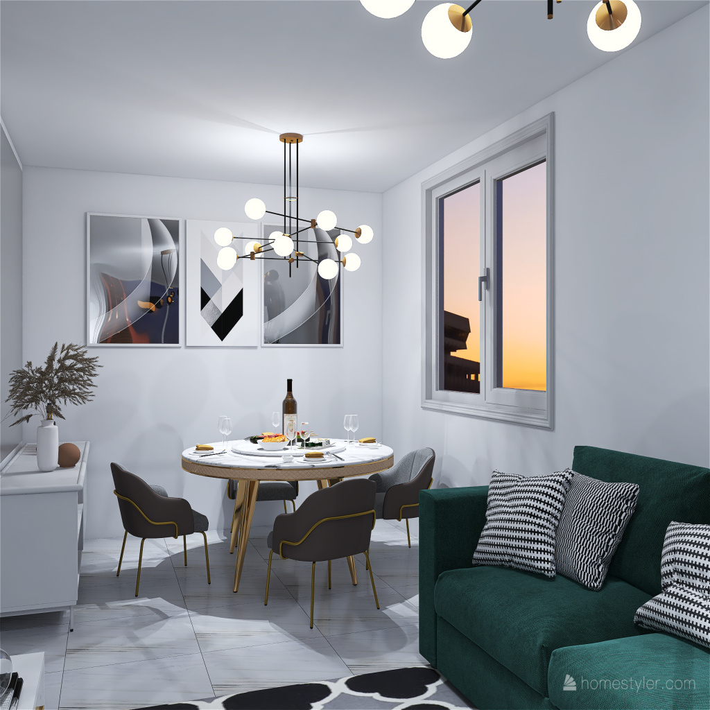 Sala de apartamento pequeña 3d design renderings