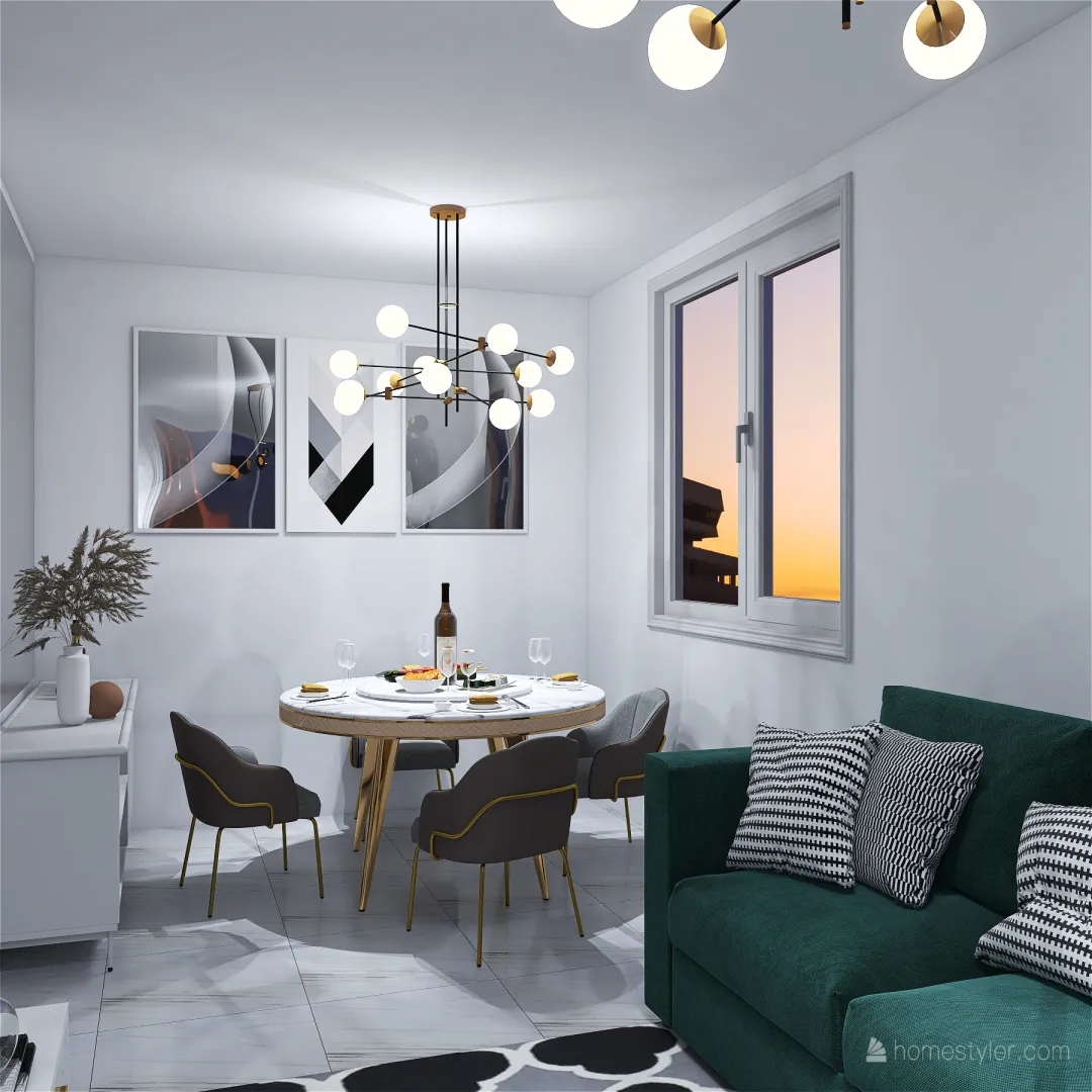 Sala de apartamento pequeña 3d design renderings