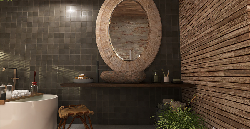 Rustic Cabin: natural wood Interior Design Render