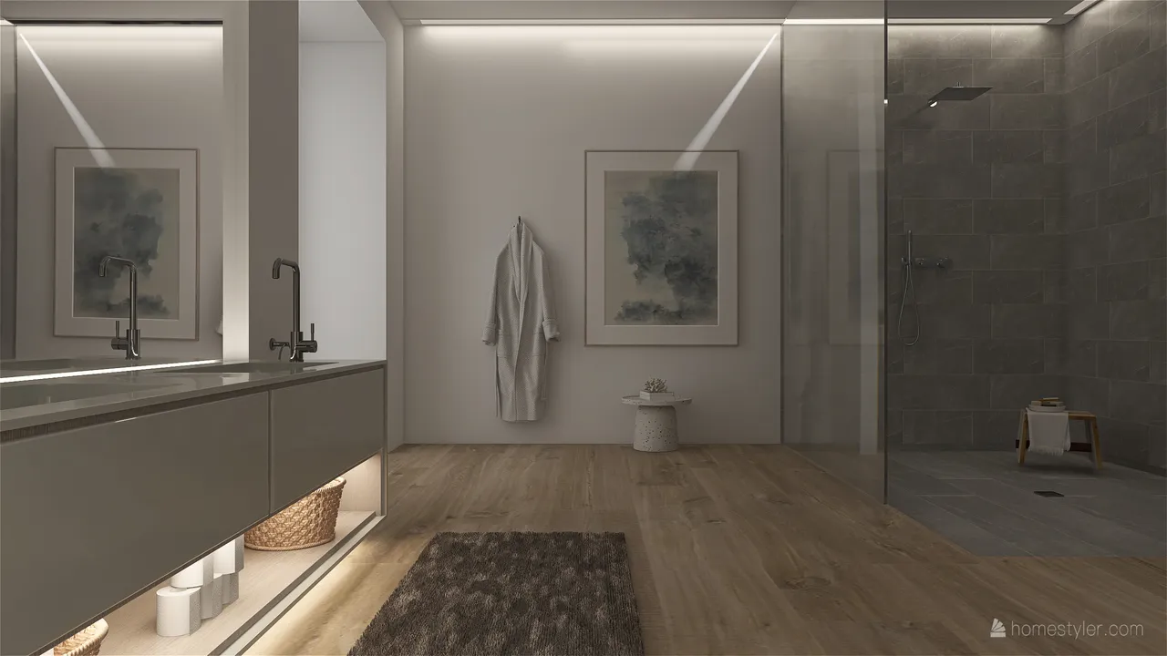 Contemporary Blue ColorScemeOther Grey Bathroom 3d design renderings