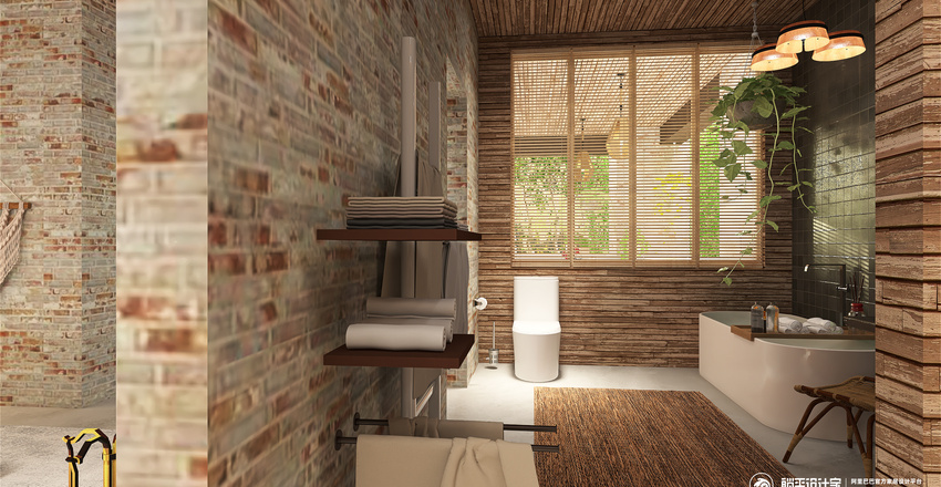Rustic Cabin: natural wood Interior Design Render