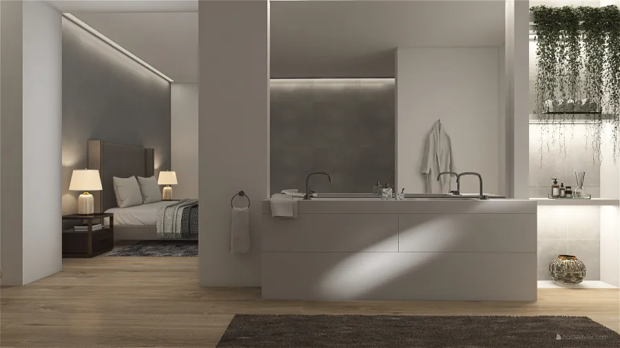 Contemporary Blue ColorScemeOther Grey Bathroom 3d design renderings