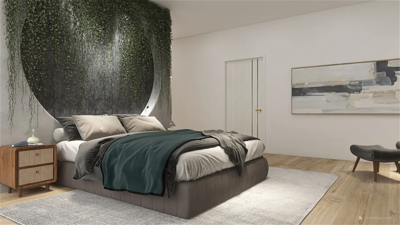 Contemporary Blue ColorScemeOther Grey MasterBedroom 3d design renderings