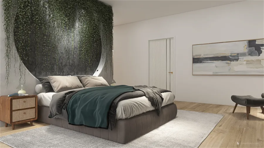 Contemporary Blue ColorScemeOther Grey Master Bedroom 3d design renderings