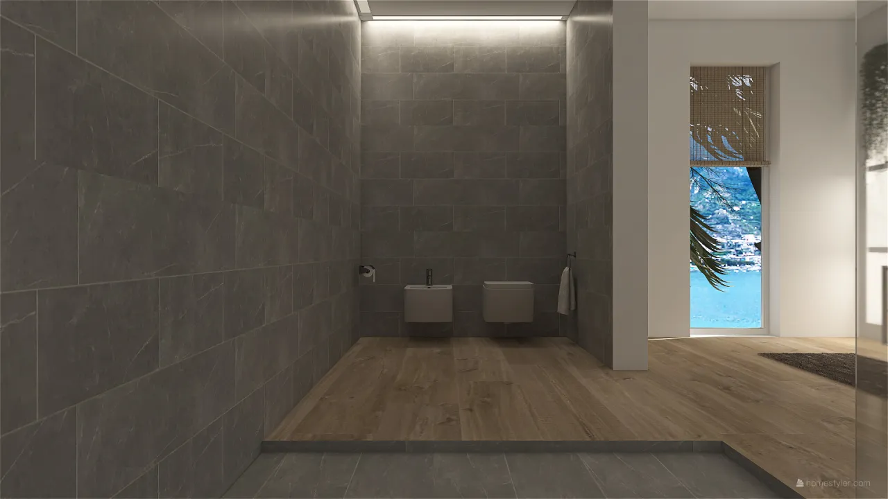 Contemporary Blue ColorScemeOther Grey Bathroom 3d design renderings