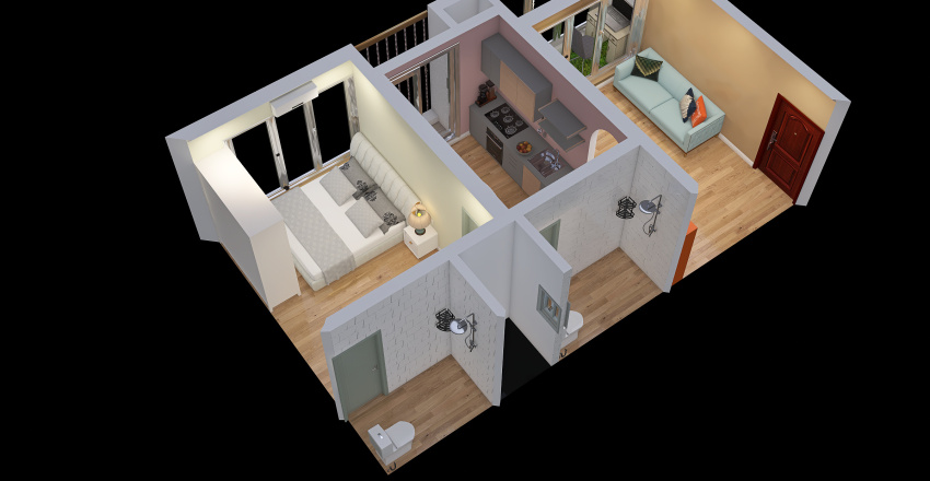 2 bedroom at the end 3d design renderings