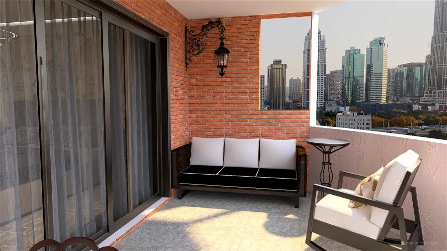 Bilocale con terrazzo 3d design renderings