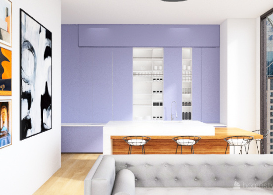 tall purple kitchen Design Rendering