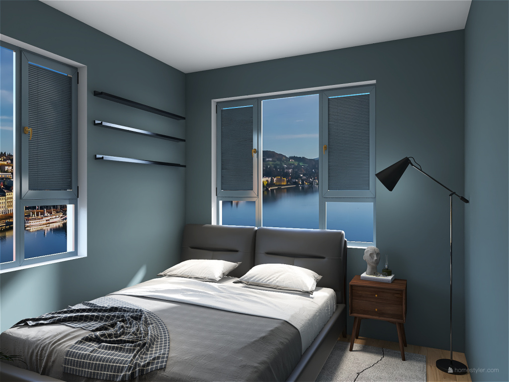 casinha azul 3d design renderings
