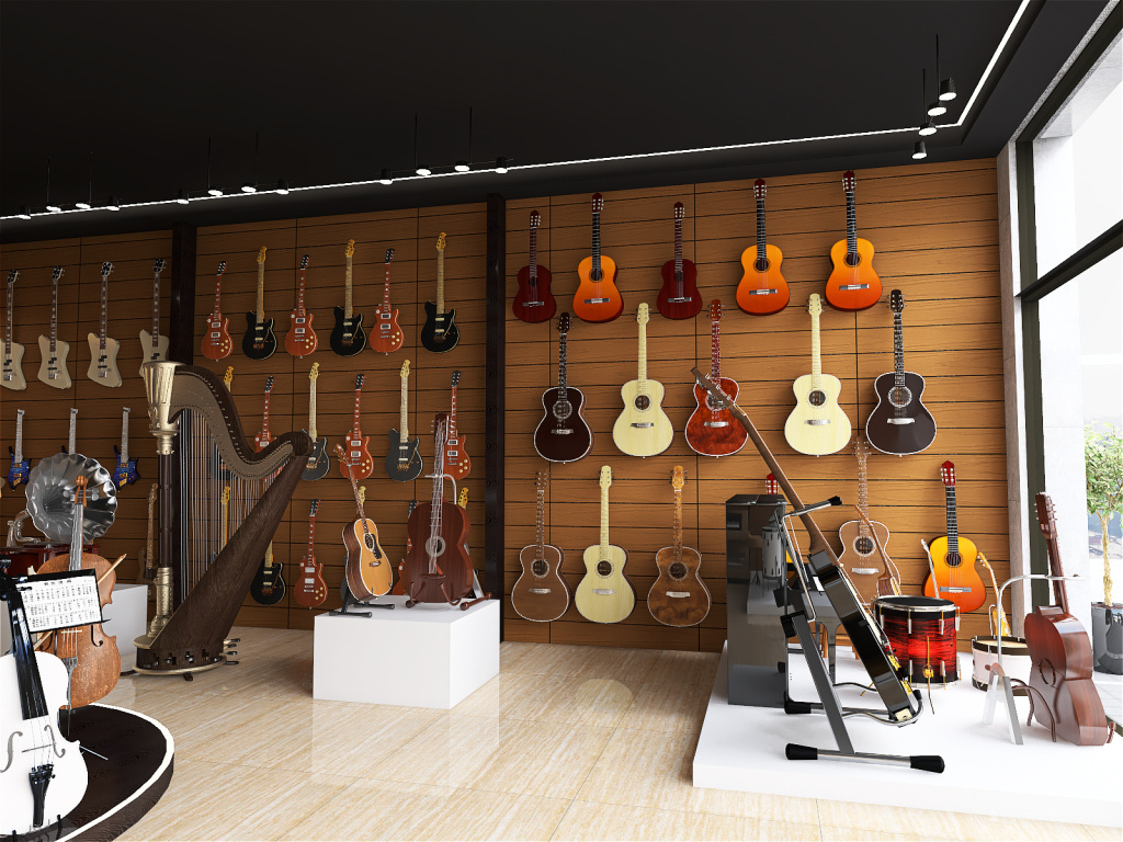 Modern music store 3d design renderings