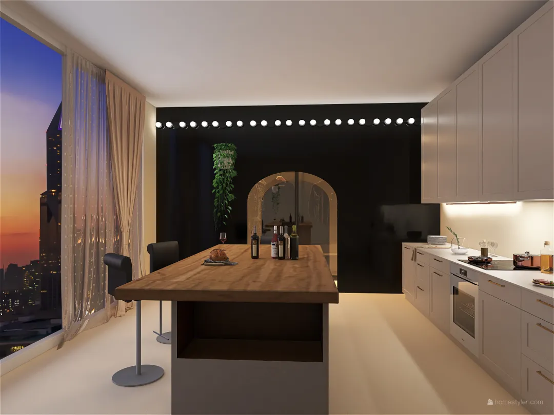 Cozinha básica 3d design renderings