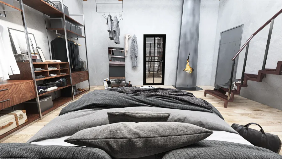 Industrial ColorScemeOther Beige Dormitorio 3d design renderings