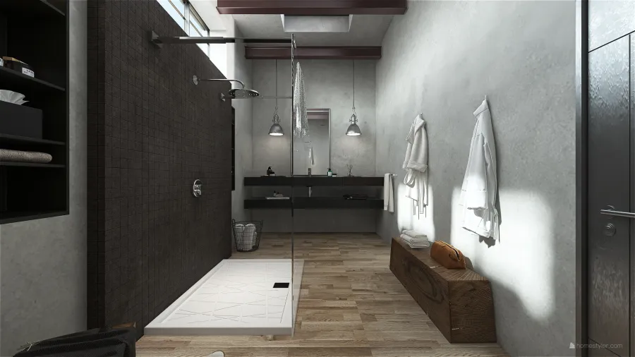 Industrial ColorScemeOther Beige Baño 3d design renderings