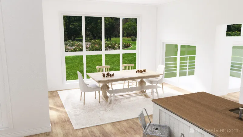 Living & Kitchen 3d design renderings