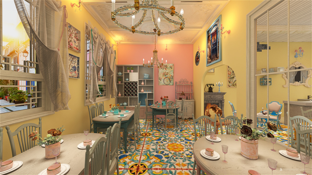 tea room 3d design renderings