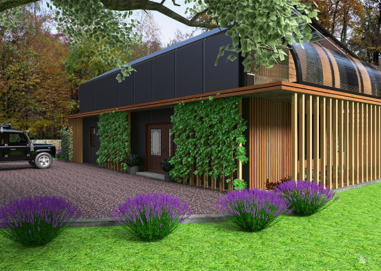 Container house with Rooftop greenhouse Design Rendering