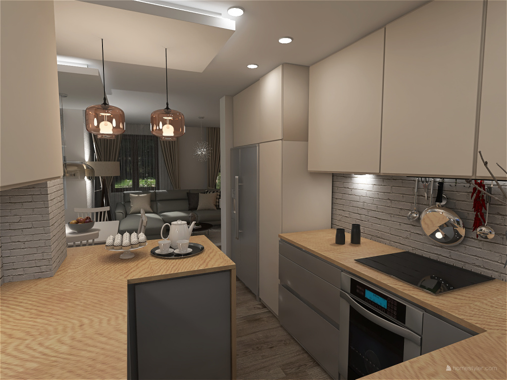 #Residential Neutral & Modern kitchen 3d design renderings
