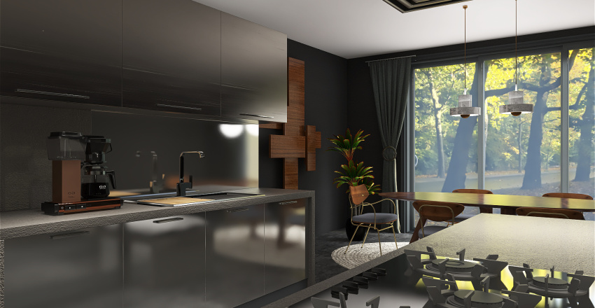 Modern White Black ColorScemeOther Kitchen 3d design renderings
