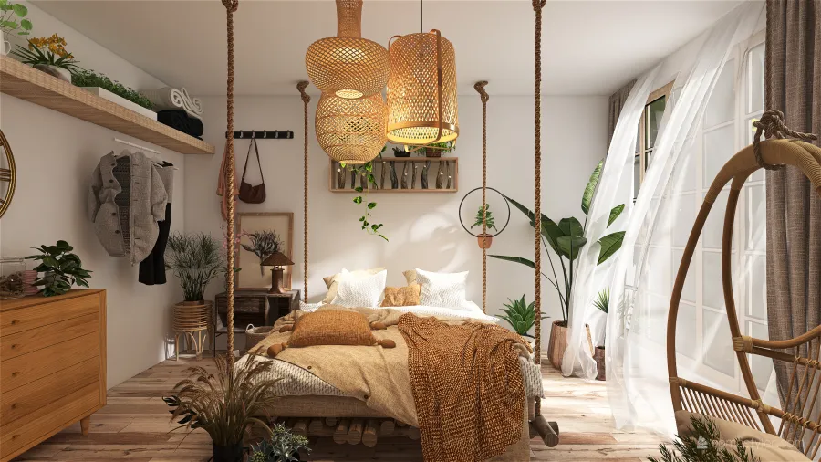 Bohemian Bedroom 3d design renderings